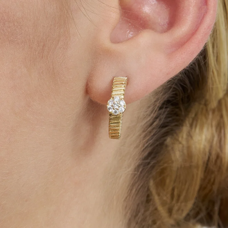 statement gemstone earrings for colorful elegance -Spiral Pattern Diamond Hoop Earrings, Mariam