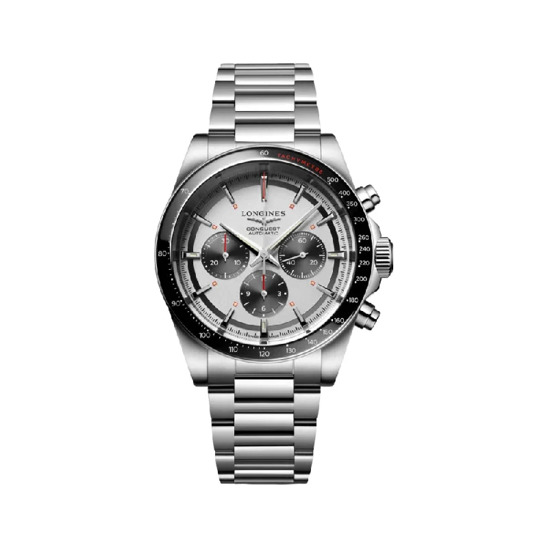 stylish watches for teens -Conquest Automatic Chronograph 42mm Silver Dial