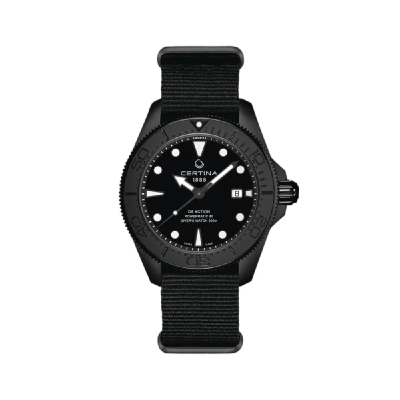 watches with bright LED screens -DS Action Diver 43mm Powermatic 80 Black PVD