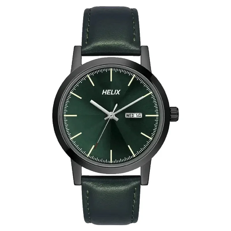 men’s watches with stainless steel case -Helix Analog Men 39mm Green Dial