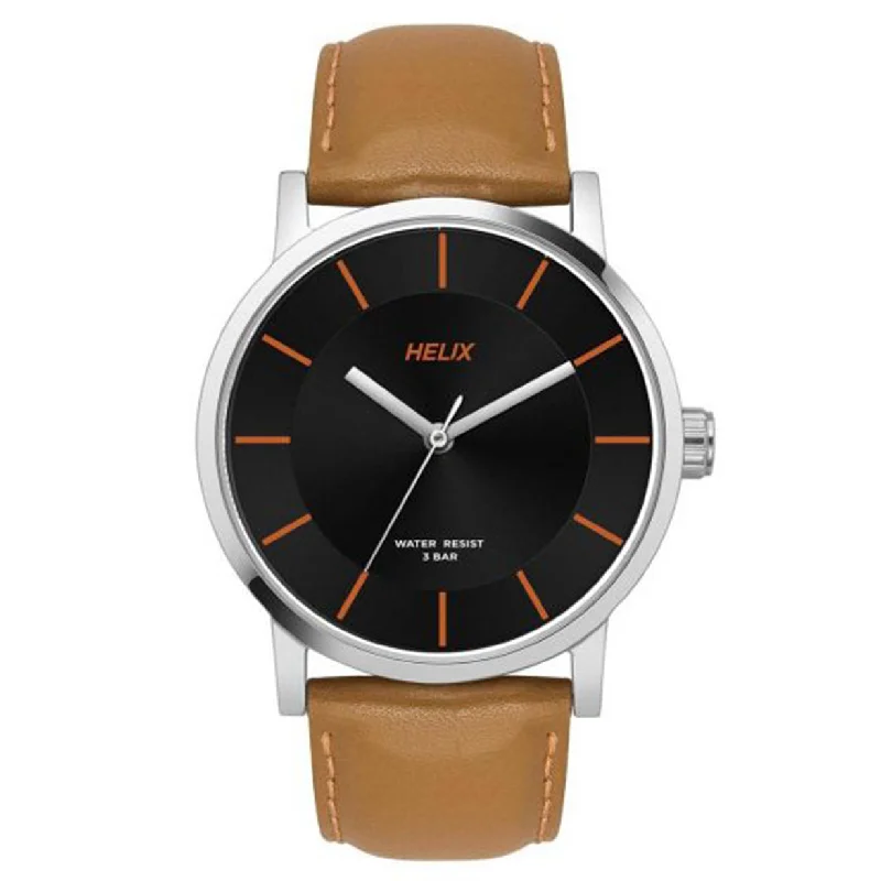 fashionable watches for young adults -Helix Analog Men Black Dial Leather