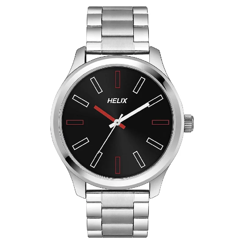 high-quality watches for daily use -Helix Analog Men Black & Silver