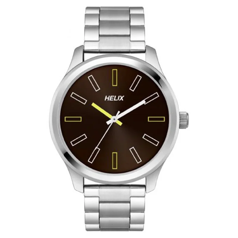 men’s watches with rubber straps -Helix Casual Men Brown Dial