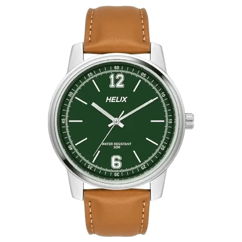 watches for men with rotating bezel -Helix Men Green & Brown