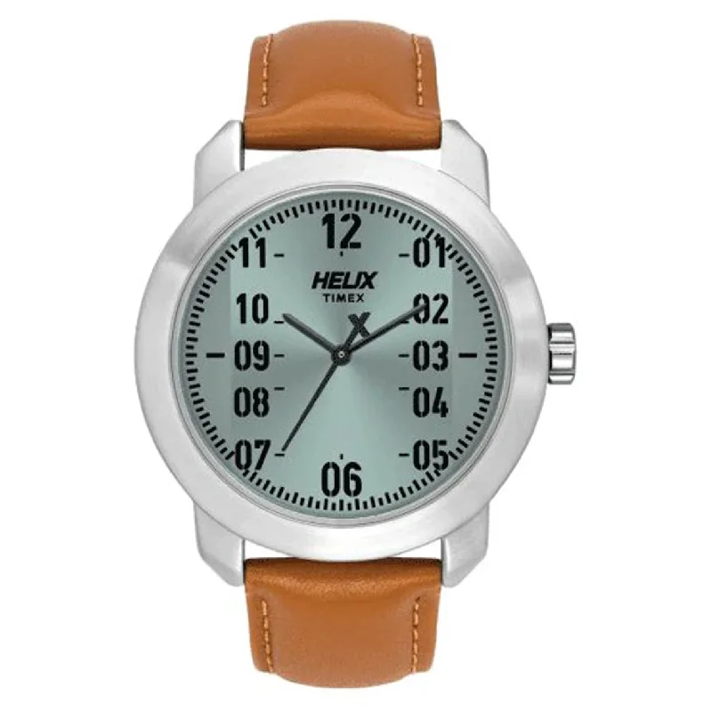 watches for men with classic look -Helix Men Grey Dial Leather Strap