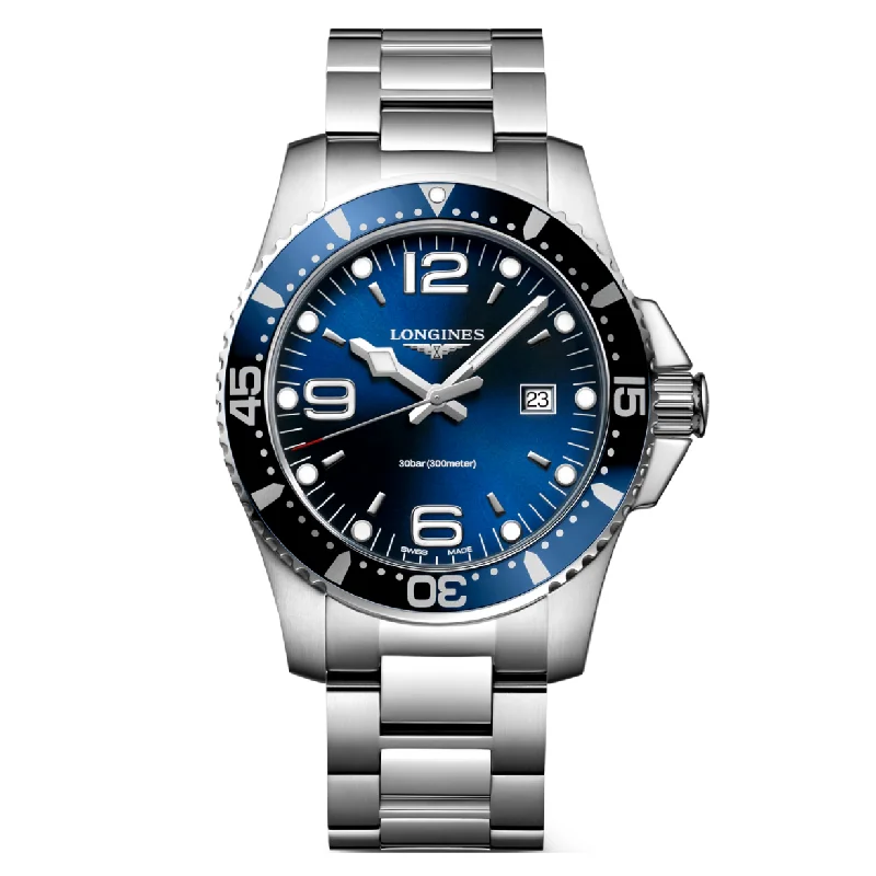 automatic watches with classic style -Longines Hydroconquest Sunray blue Dial Men 44mm