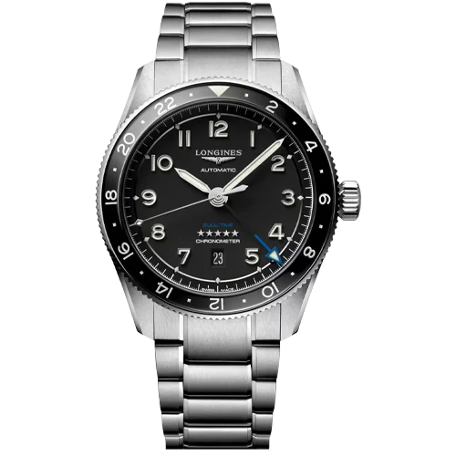 elegant watches for weddings -Longines Spirit Zulu Time Black Matt Dial Men 42mm