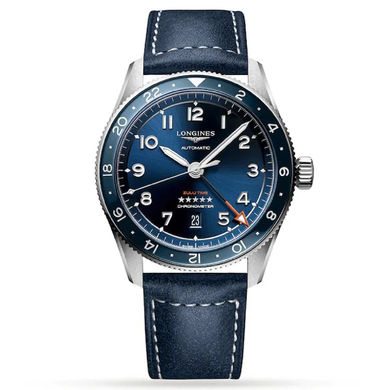 sports watches for outdoor activities -Longines Spirit Zulu Time Sunray Blue Dial Men 42mm