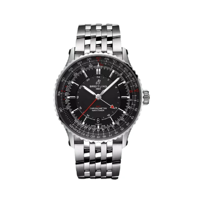 men’s watches with carbon fiber design -Navitimer Automatic GMT 41 - Black