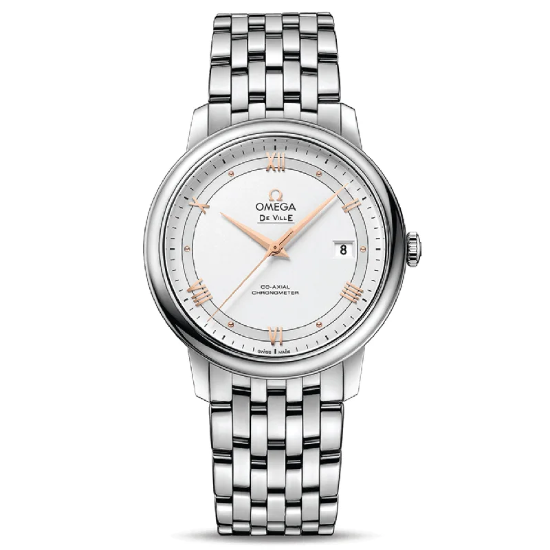 quartz watches for men with date function -Omega De Ville Prestige Co Axial Chronometersilver Dial Men 39.5MM