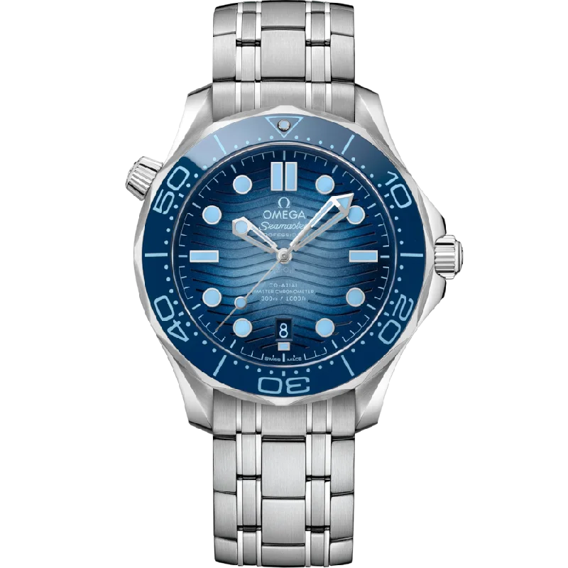 affordable automatic watches for men -Omega Seamaster Diver 300M Co‑Axial Master Blue Dial Men 42MM