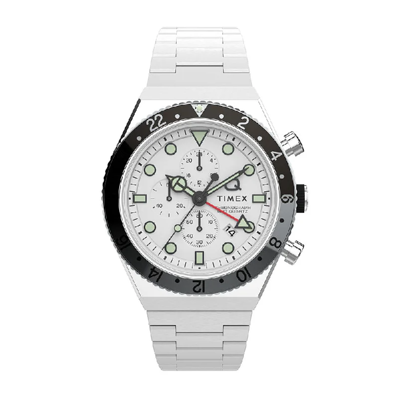 premium men’s watches with diamond -Q Timex Gmt Chronograph 40mm Stainless Steel Band