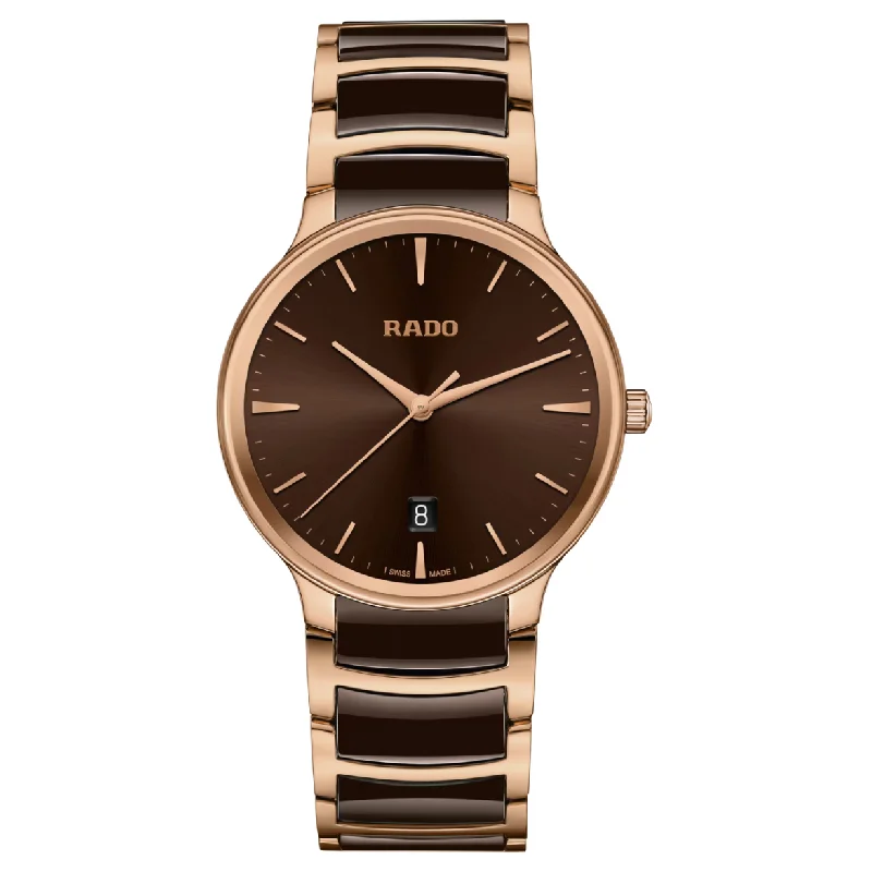 smartwatch with activity tracking features -Rado Centrix Brown Dial Men 39.5mm