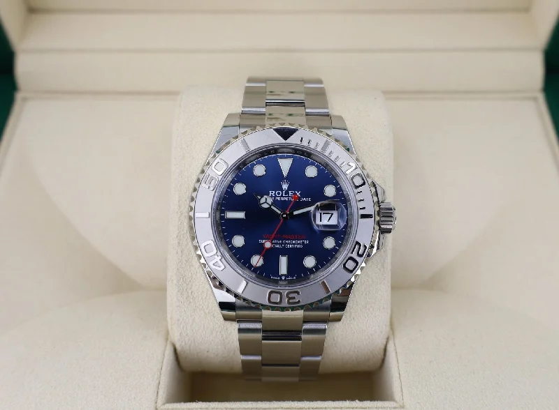 stylish watches for teens -Rolex Steel and Platinum Yacht-Master 40 Watch - Blue Dial - 3235 Movement - 126622 blu