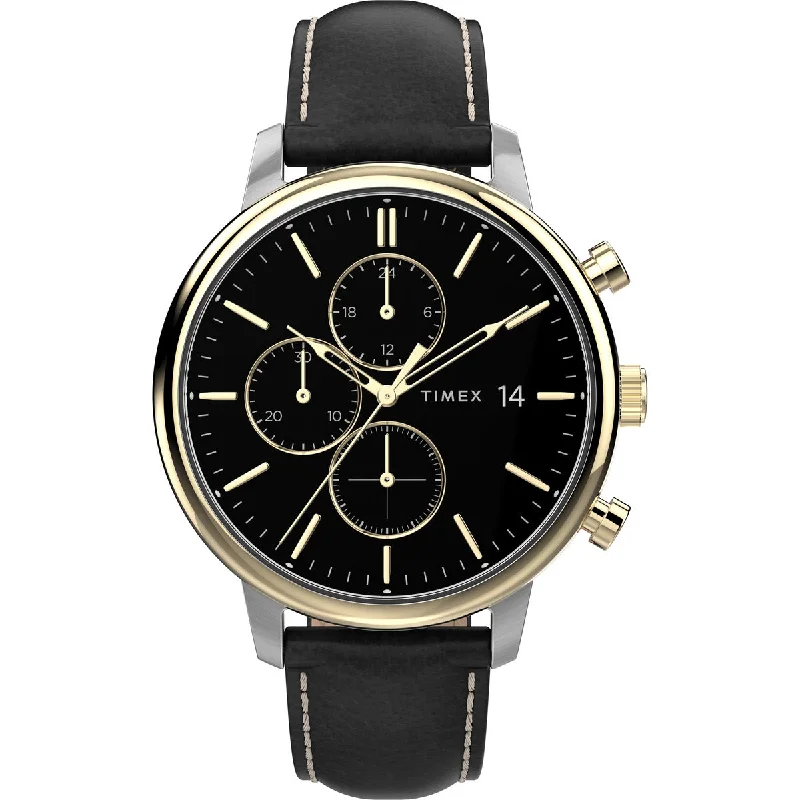 sleek women’s watches with metal straps -Timex Trend 3 Hands Men's Analog Black Dial Quartz Watch - TW2U39100UJ