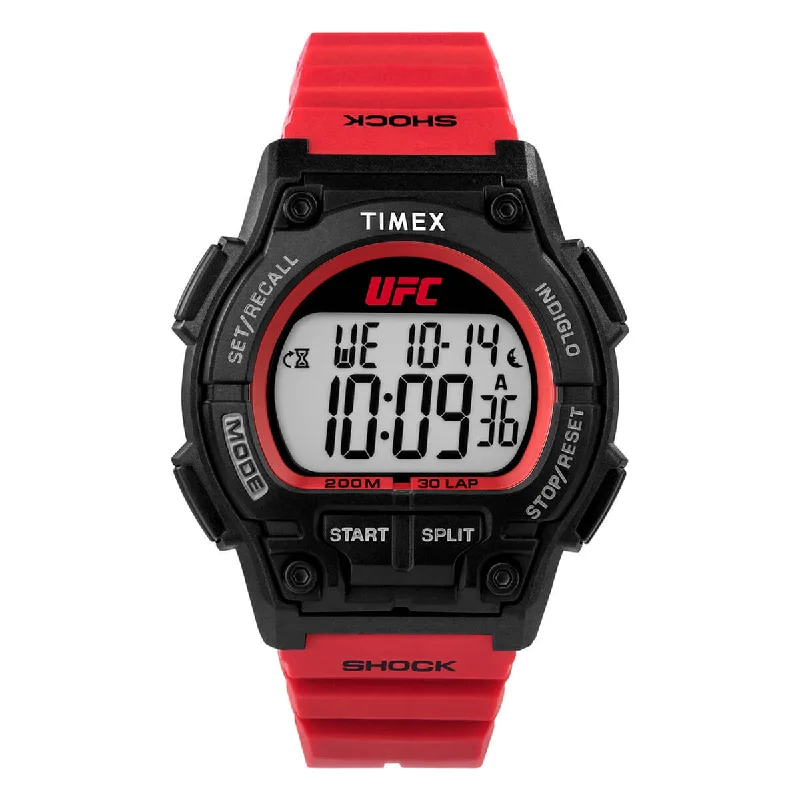 digital watches for outdoor enthusiasts -Timex UFC Strength Collection Premium Quality Men's Digital Digital Dial Coloured Watch, Round Dial With 42 Mm Case Width - TW5M526000D