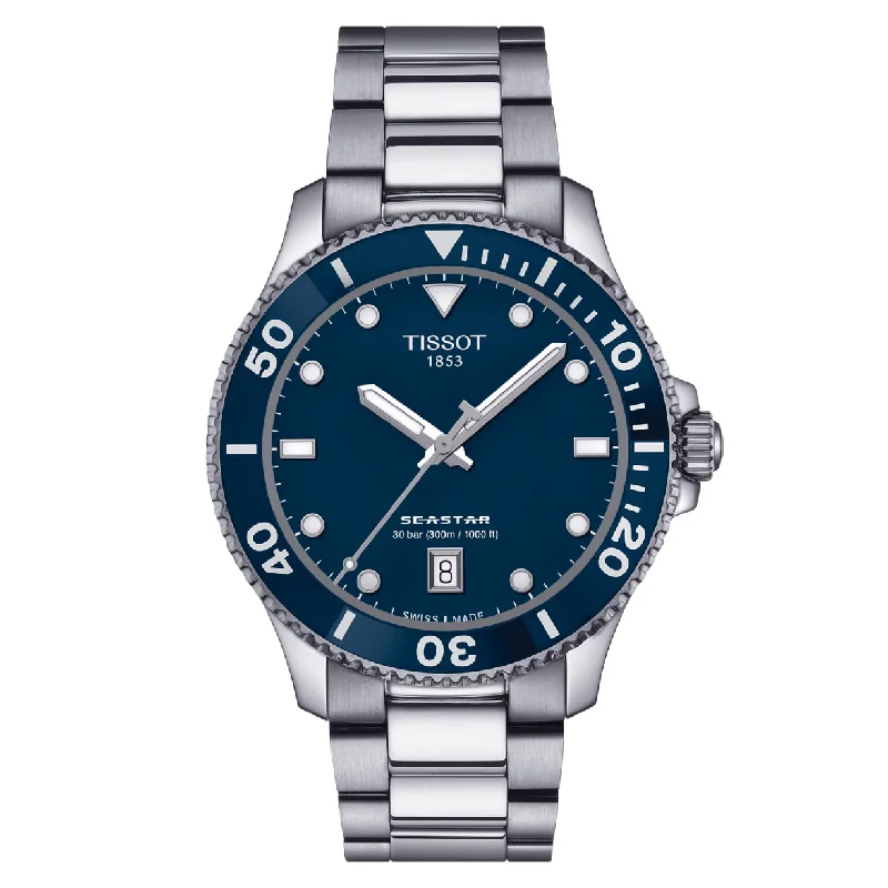 leather strap smartwatches for men -Tissot T-Sport Blue Dial Men 40mm