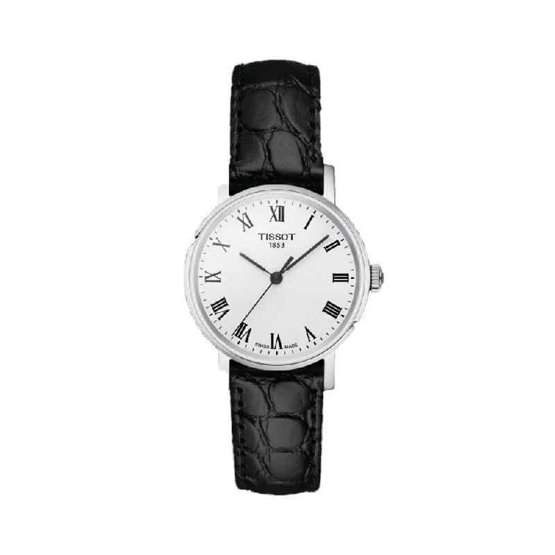 affordable leather strap watches for men -Tissot Womens White Dial Leather Analogue Watch - T1092101603300