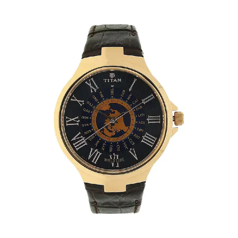 high-end watches for investment -Titan 1706WL02 Globe Trotter Analog Watch For Men