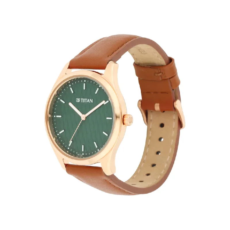 classic leather strap watches -Titan Neo Analog Green Dial Women's Watch 2639WL01