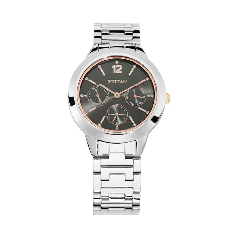 luxury watches with leather bands for men -Titan Neo Analog Grey Dial Women's Watch 2588KM02