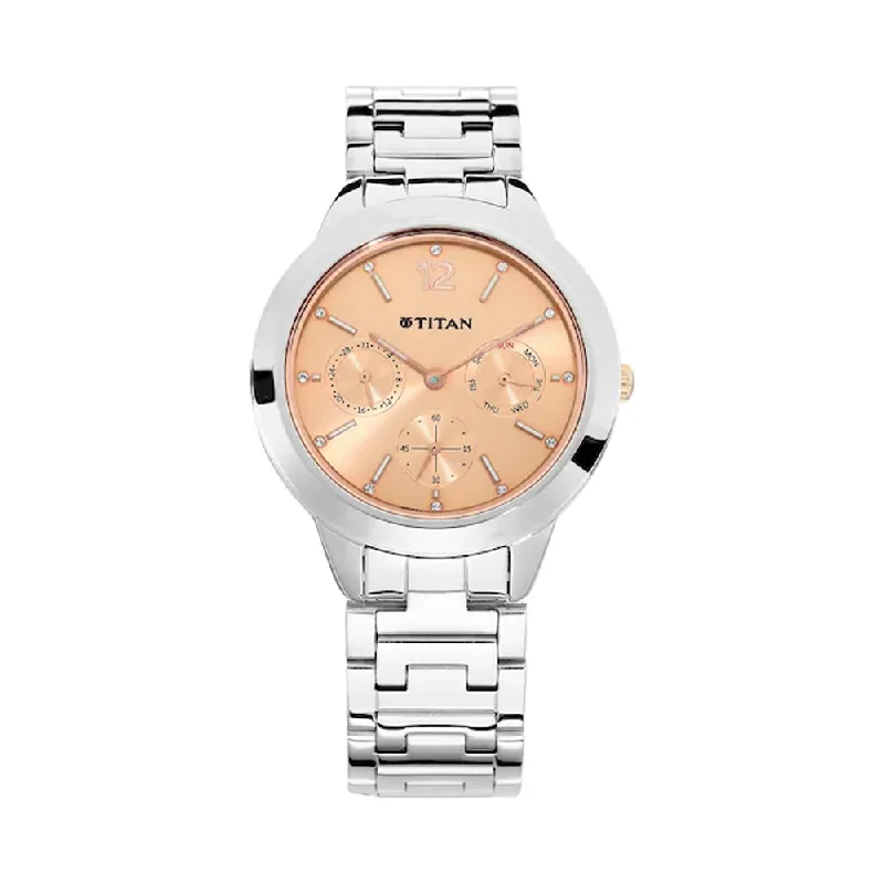 digital watches with a classic look -Titan Neo Analog Rose Gold Dial Women's Watch 2588KM03