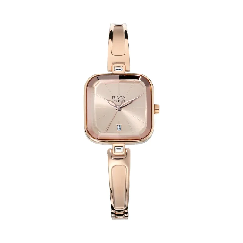 affordable watches with classic look -Titan Raga Viva Analog Rose Gold Dial Women's Watch NN2607WM01