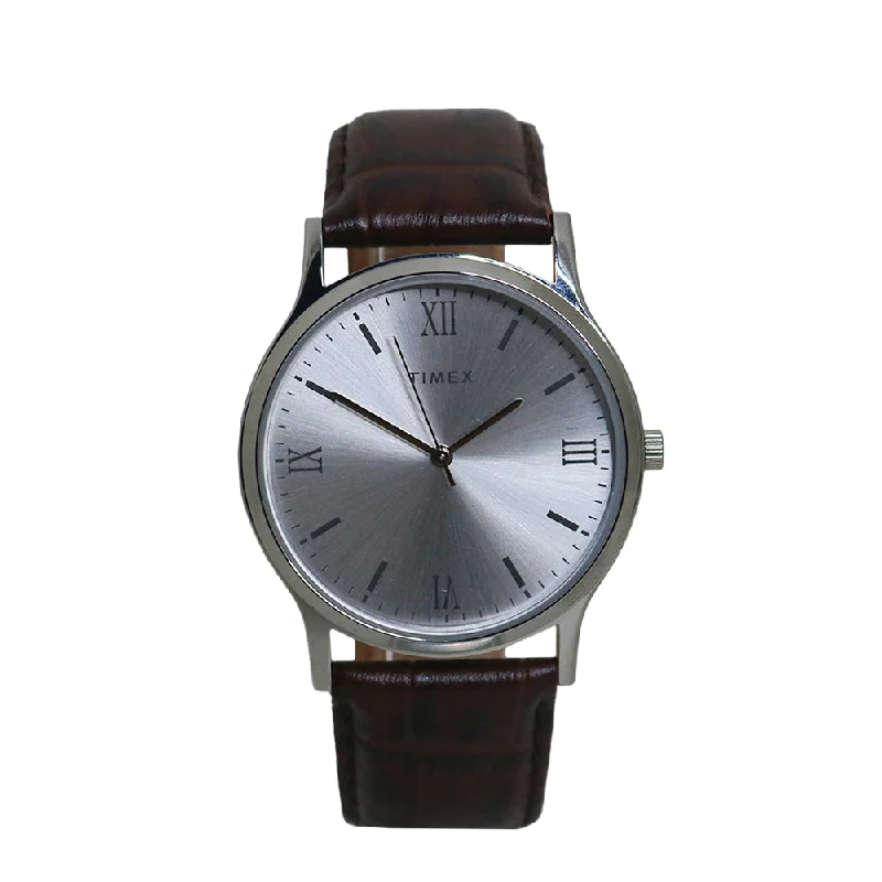 smartwatches with sleep tracking -Classic Analog 3-Hand 39mm Leather Band