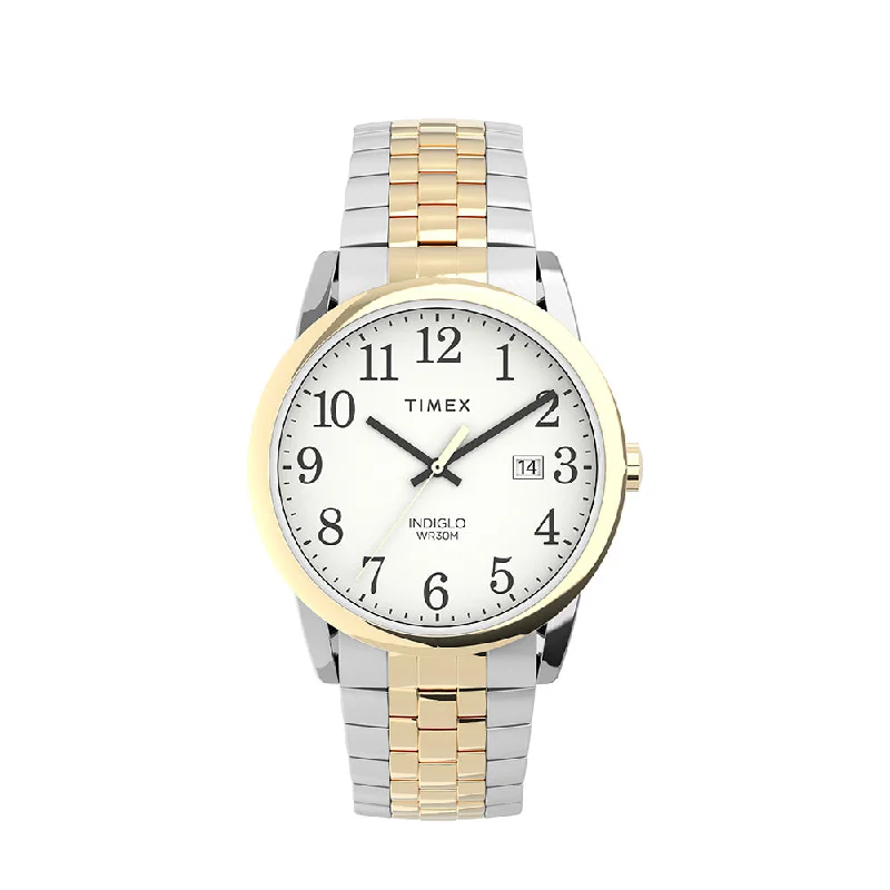 quartz watches with clean dials -Easy Reader® With Perfect Fit Date 38mm Stainless Steel Band