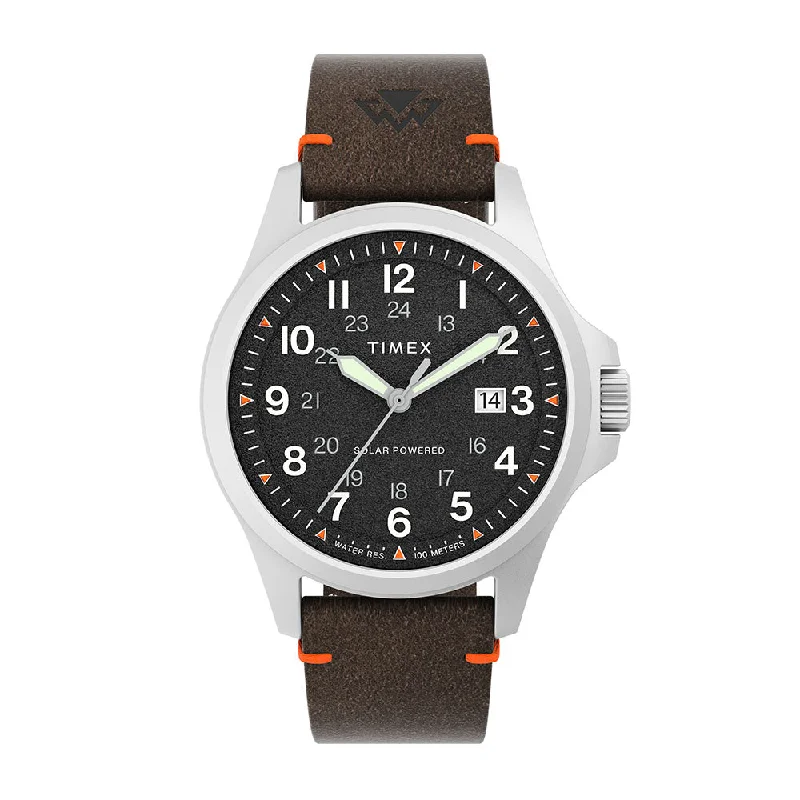 smartwatches with sleep tracking -Expedition North Field Solar Date 41mm Leather Band