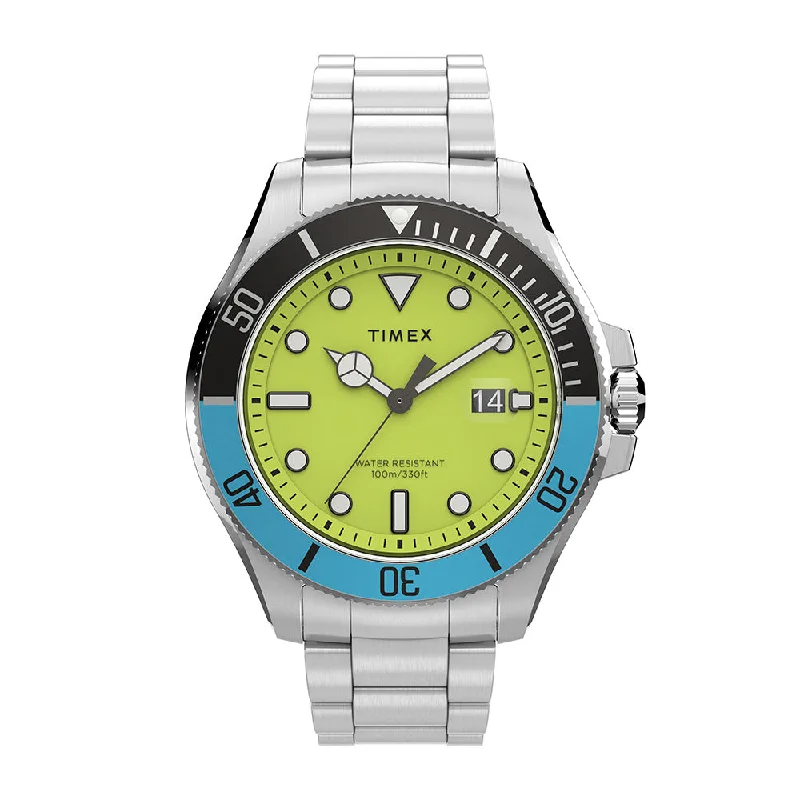 fashion watches for everyday wear -Harborside Coast Date 43mm Stainless Steel Band