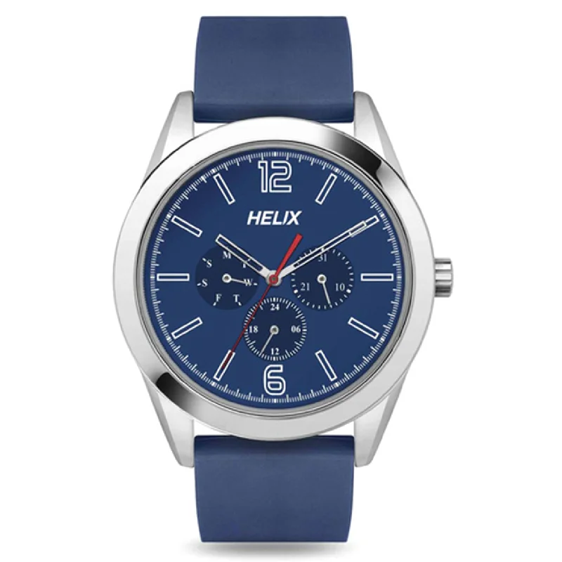 high-tech smartwatches for runners -Helix Blue Dial Leather