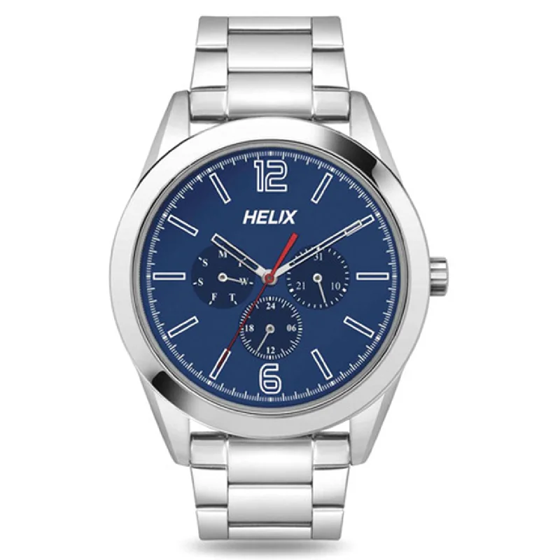 fashionable women’s watches with leather bands -Helix Blue Dial Stainless Steel