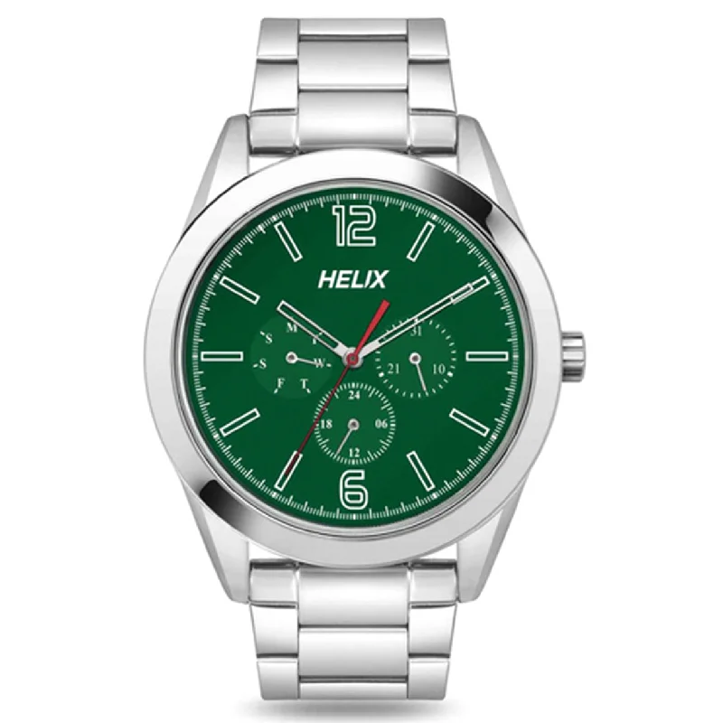 custom watches for personal branding -Helix Green Dial Stainless Steel