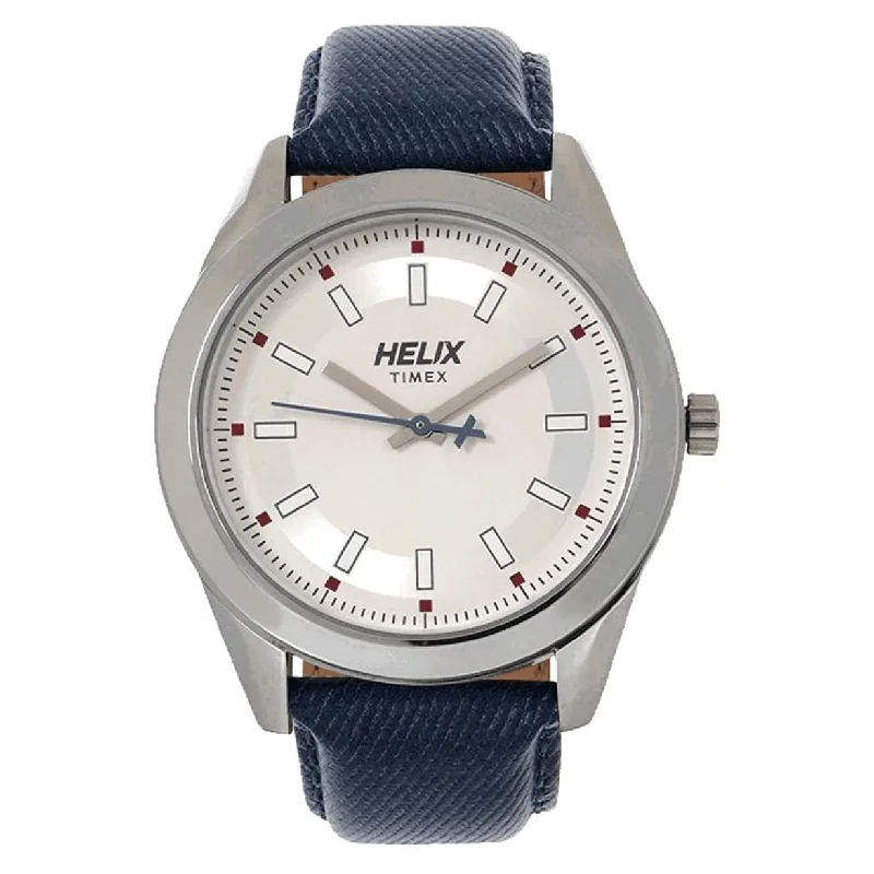 military style watches for men -Helix Men White & Silver Dial