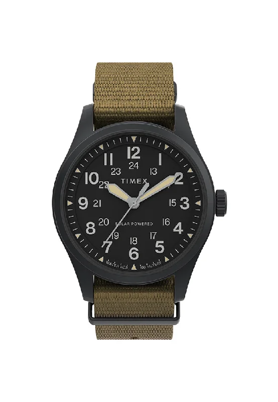 titanium watches for lightweight wear -North Field Post 41 3-Hand Solar Powered 36mm Fabric Band