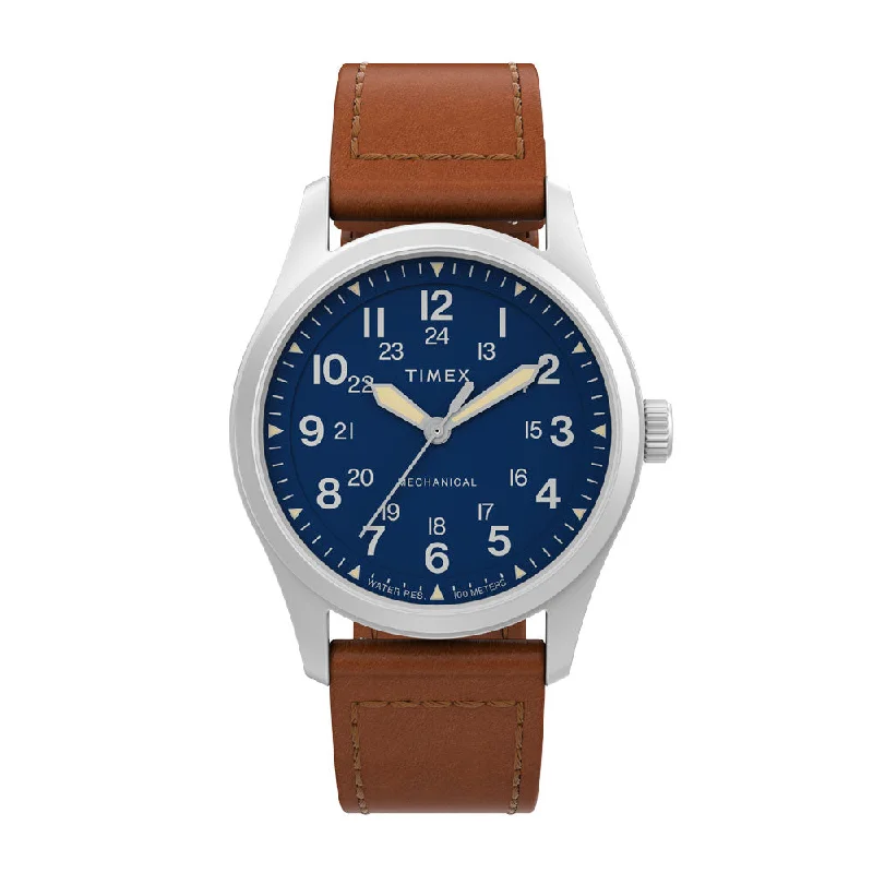 vintage-inspired watches for women -North Field Post Mechanical Hand-wound 38mm Leather Band