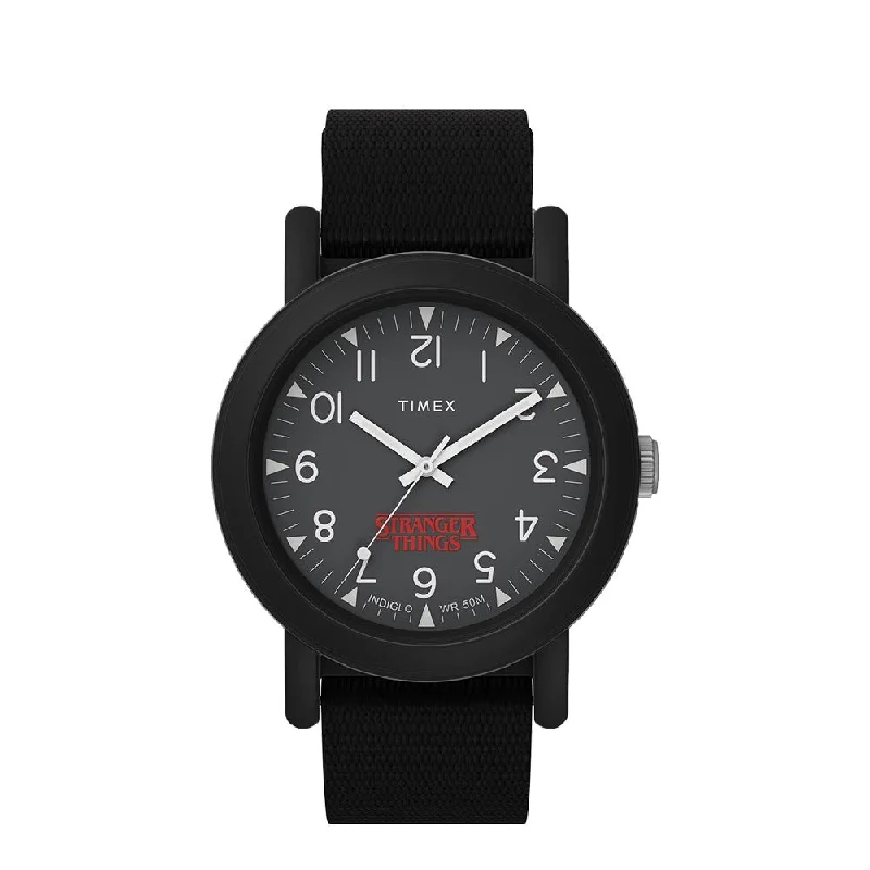 high-end watches for investment -Timex Camper x Stranger Things 3-Hand 40mm Fabric Band