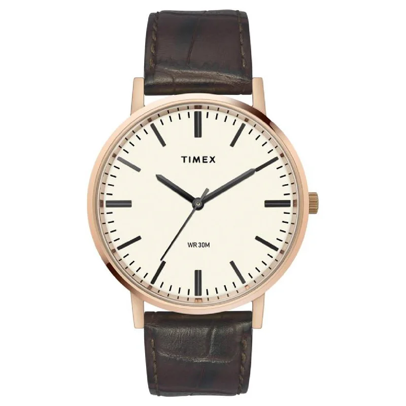 affordable watches with classic look -Classics Beige Dial Leather Strap