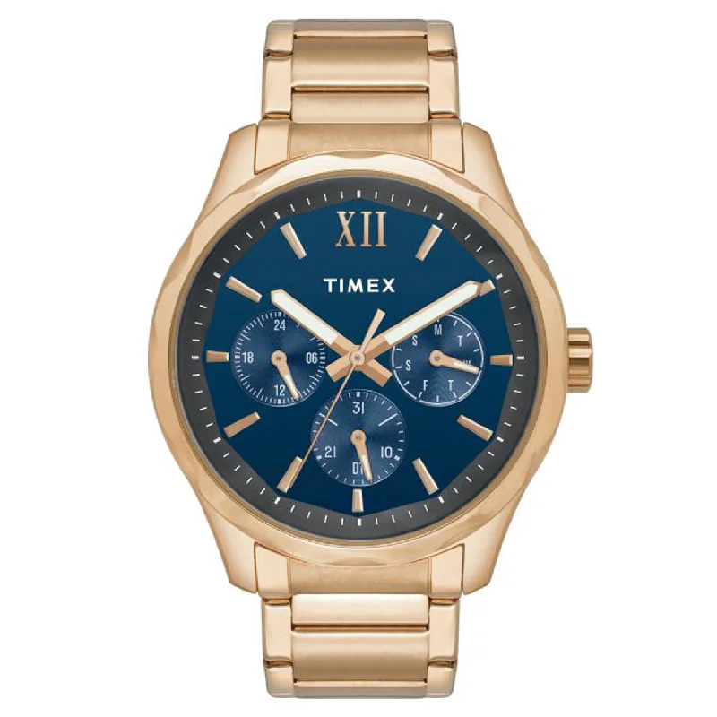 military-inspired watches for men -Empera Blue Dial & Rose Gold Strap