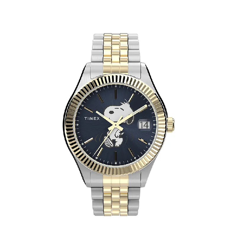 watches for professional divers -Timex Legacy X Peanuts Day-Date 36mm Stainless Steel Band