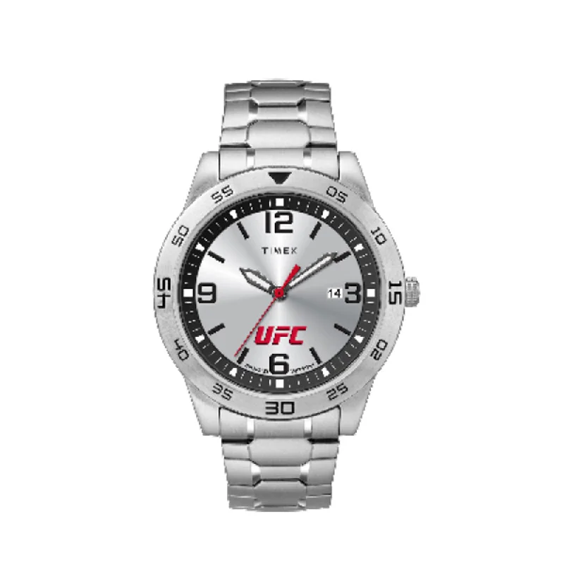 women’s watches with minimalist dials -Timex x UFC Legend Date 42mm Stainless Steel Band