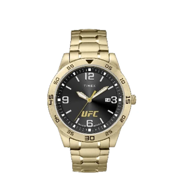 eco-friendly and stylish watches for men -Timex x UFC Legend Date 42mm Stainless Steel Band